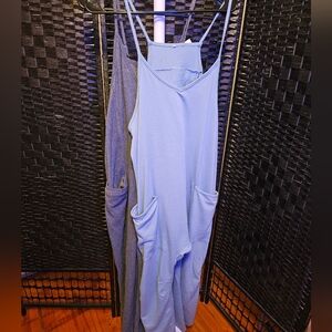 2 Oversized Trendy Onsie Rompers Jumpsuit With Spagetti Straps Hot Shot Zipper